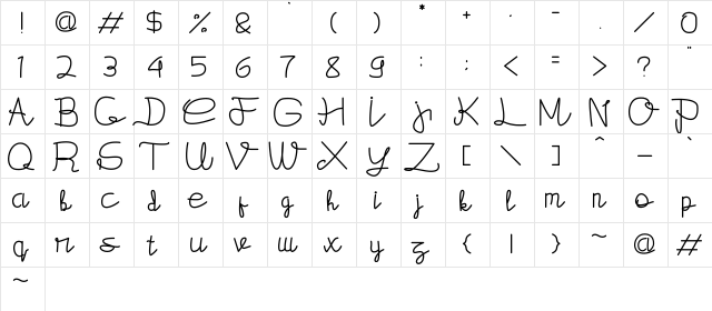 Hantex Regular  glyph index