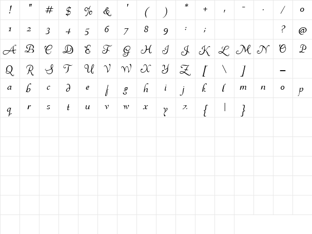 AL Heavenly Regular  glyph index