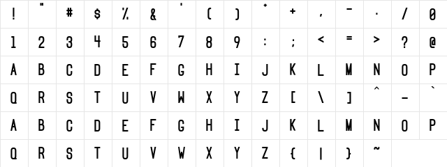 Gunbangs Regular  glyph index
