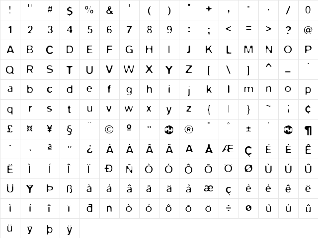 Blur Light  glyph index
