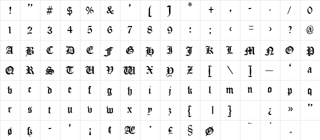 COACIA Regular  glyph index