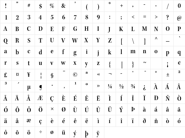 Kepler Std Semibold Semicondensed Subhead  glyph index