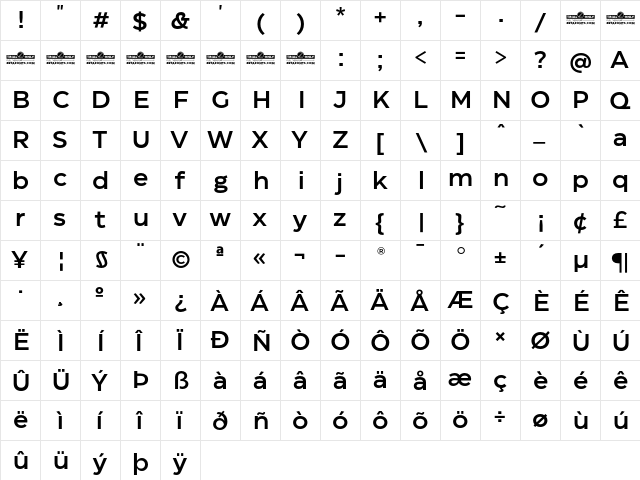 Eastman Trial Medium  glyph index