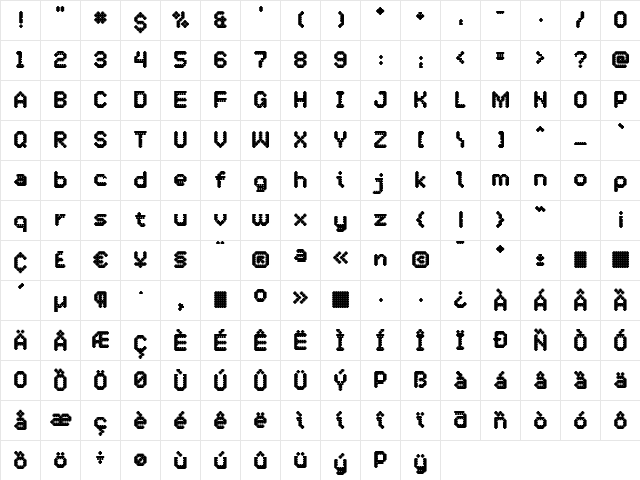 OneCross UltraBold  glyph index