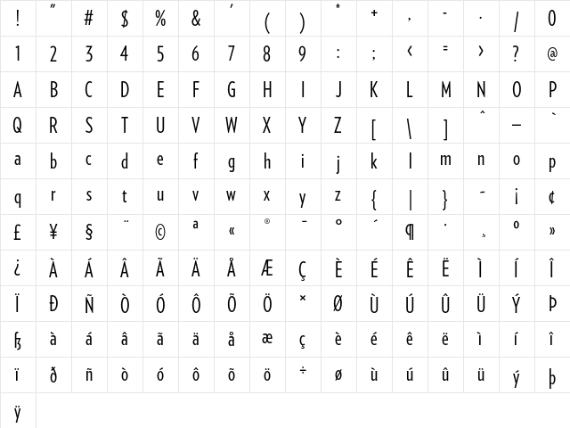 Verlag Compressed Book  glyph index
