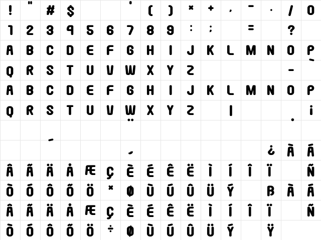 Round Pop Regular  glyph index