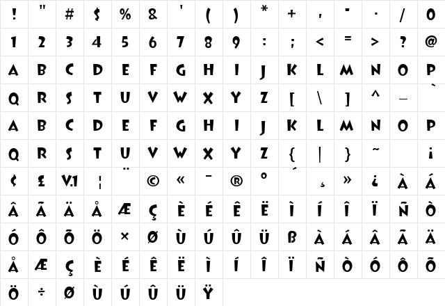 BoogieWoogieHmk Regular  glyph index