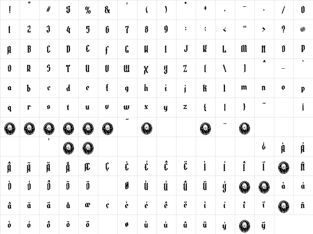 Los Guripas Regular  glyph index