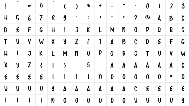JOKOWI PRABOWO Regular  glyph index