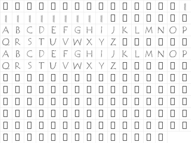 JanzenPersonalUse Regular  glyph index