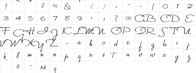 Monika 'Upright' Regular  glyph index