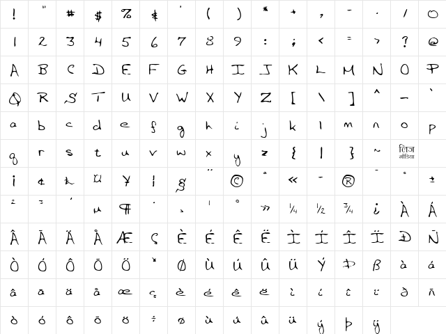 LEHN057 Regular  glyph index