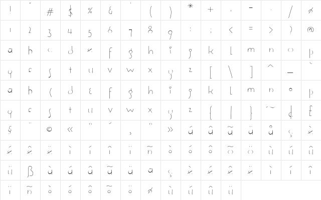 SoleaLight Regular  glyph index