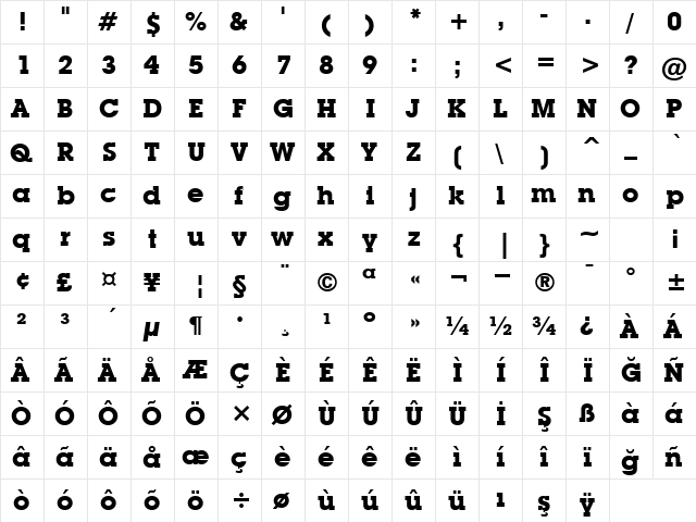 00457 Regular  glyph index