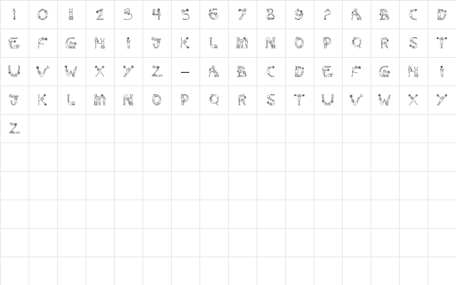 Doodle Cheer Regular  glyph index