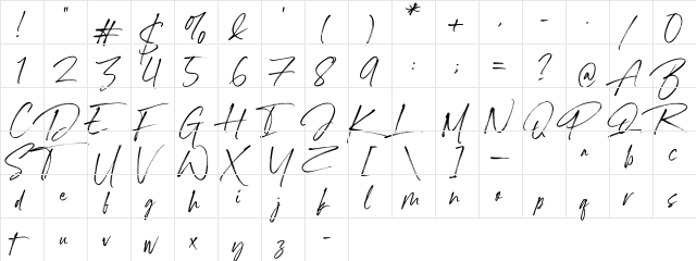 Marquette Regular  glyph index