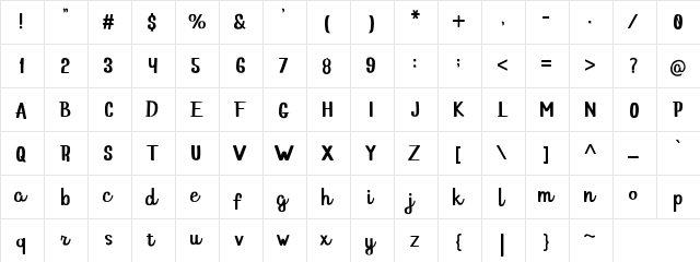 Hello Dina Script Regular  glyph index