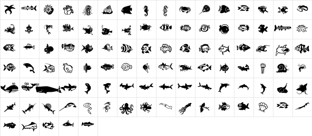 MiniPics LilFishies Regular  glyph index