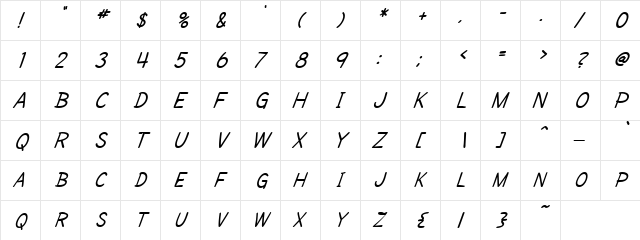 Sfoty Flost Regular  glyph index