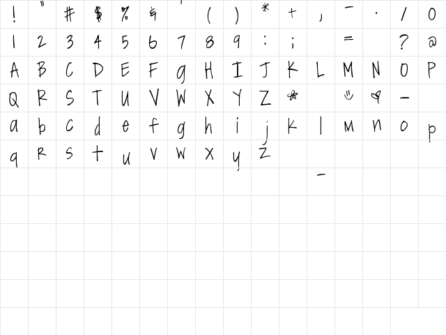 SBC Courtneys Journal Regular  glyph index