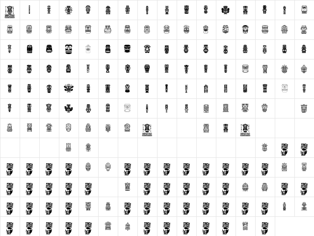 Tiki Idols Regular  glyph index