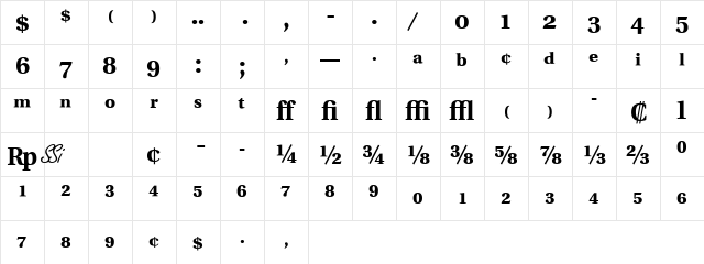 Veracity Pro Black SSi Bold  glyph index