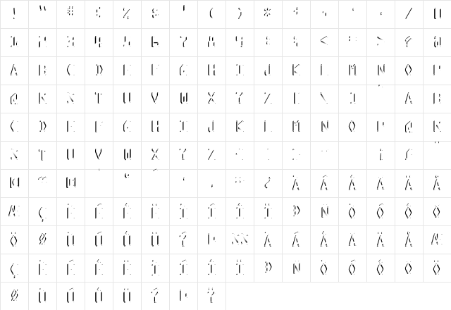 Kredit Shine  glyph index