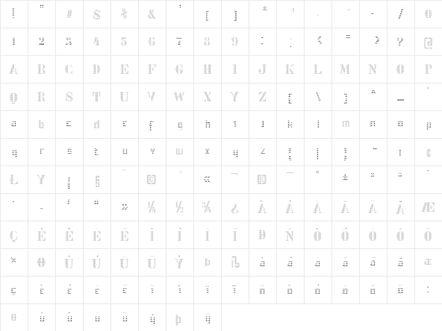 Stencix Regular  glyph index