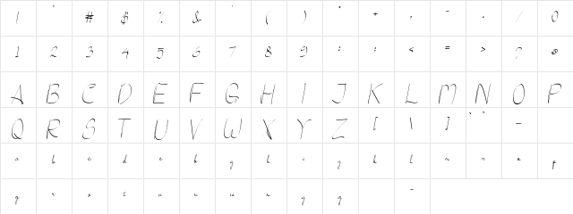 Taylilla Regular  glyph index