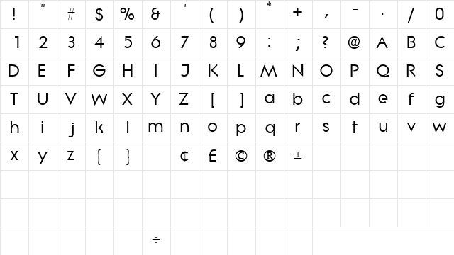 SaborSSK Regular  glyph index