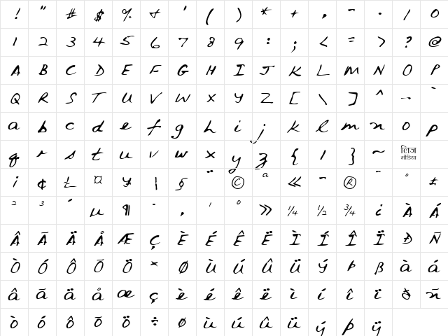 LEHN079 Regular  glyph index
