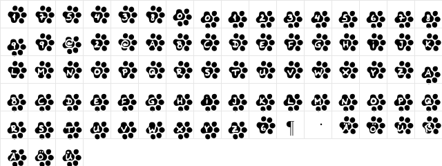 Catwalk Regular  glyph index