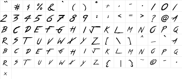 Freaks of Nature Regular  glyph index