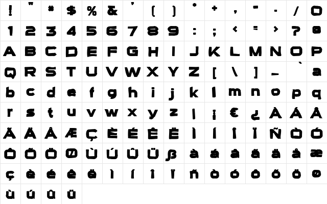 Sui Generis Ink Regular  glyph index