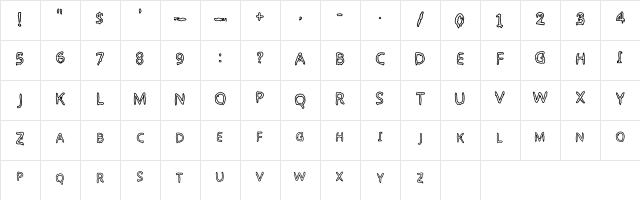 My Font Is Slimey Regular  glyph index