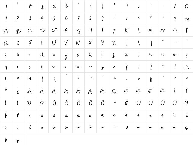 Hilton Light Light  glyph index