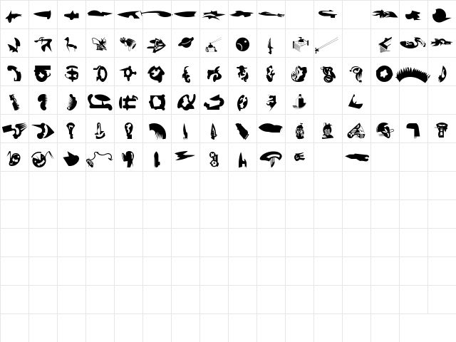FellaParts Regular  glyph index