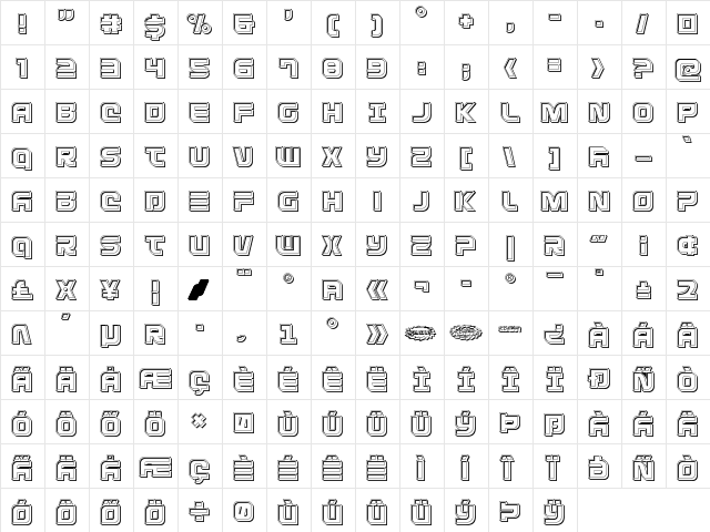 Defcon Zero Engraved Regular  glyph index