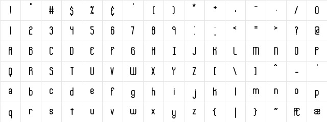 Bobcaygeon Plain (BRK) Normal  glyph index