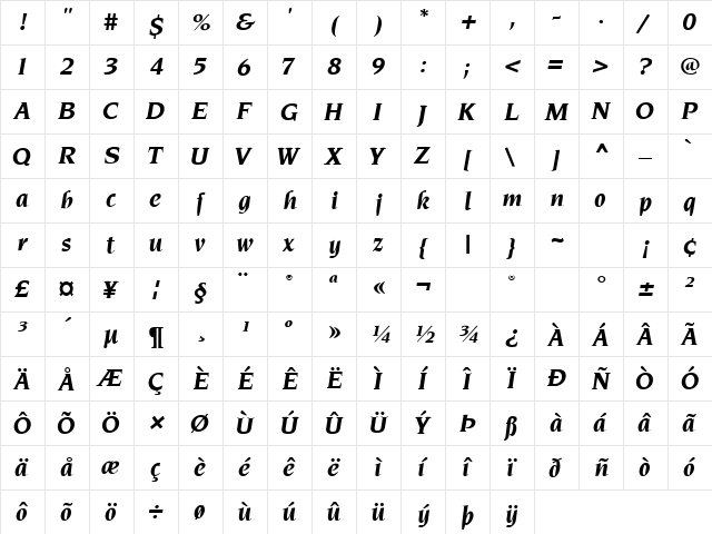 A-Smith 1 Regular  glyph index