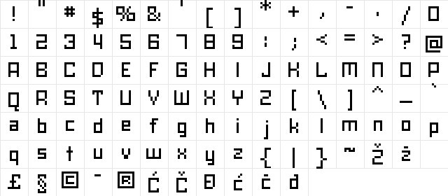 SKA_cubic01_75_CE Regular  glyph index