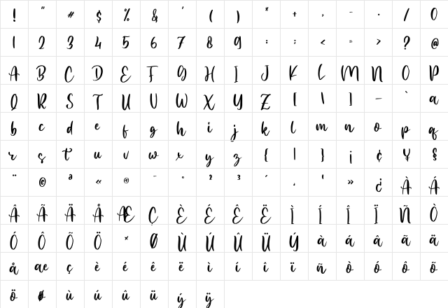 Madalyn Regular  glyph index