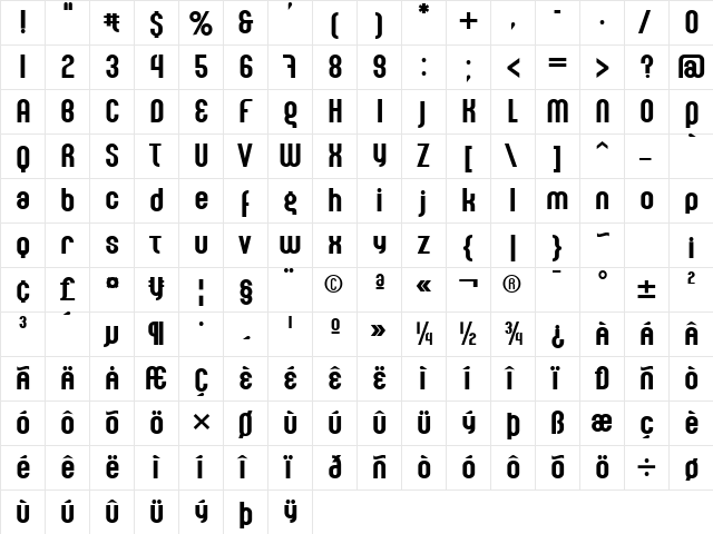 Phobos Regula  glyph index