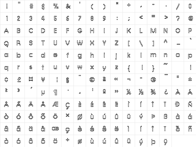 DTCRoughM03 Regular  glyph index