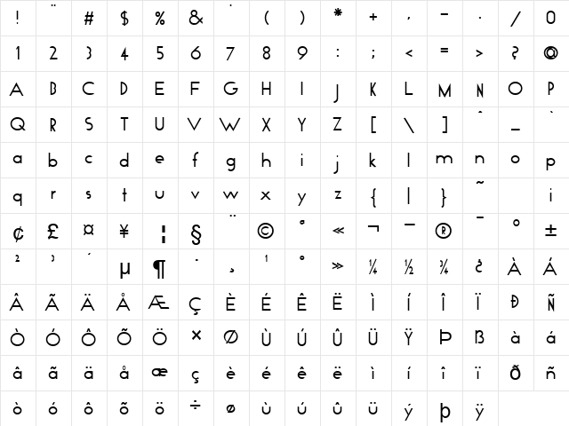 Compass Normal  glyph index