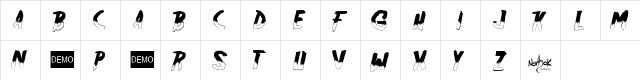 Friday13 bloody Demo Regular  glyph index