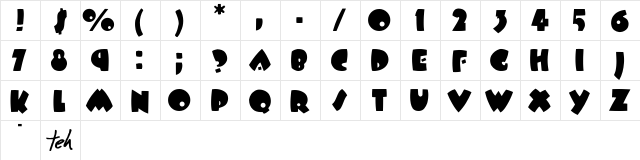 Beex Regular  glyph index