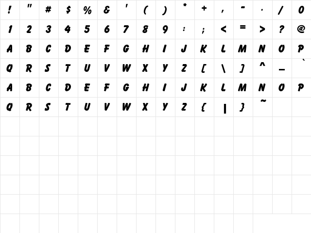 70 Regular  glyph index