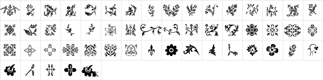 Floralia Regular  glyph index