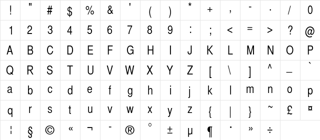 BastionC Regular  glyph index